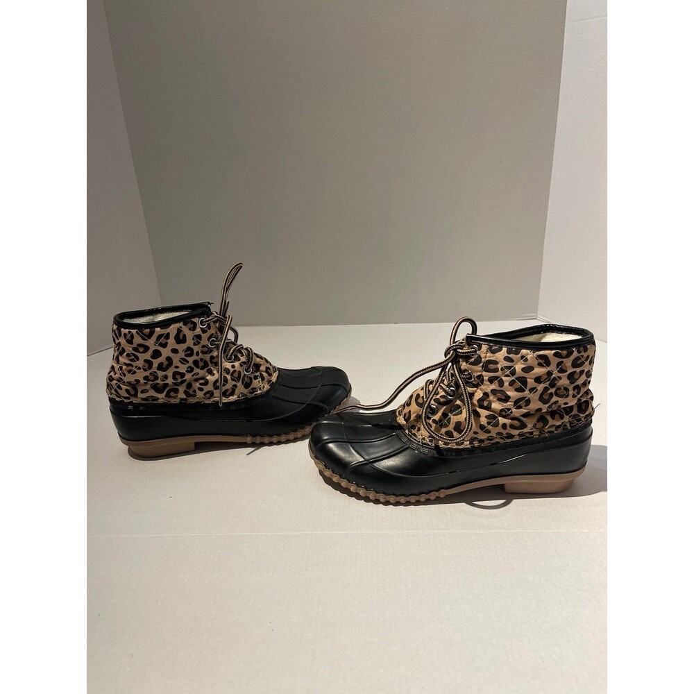 Magellan Insulated Leopard Print and Black Duck/Rain Boots Size 6B - Picture 10 of 11